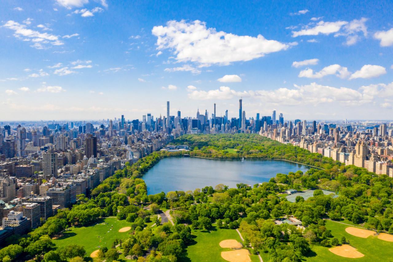 aerial view beautiful central park manhattan new york